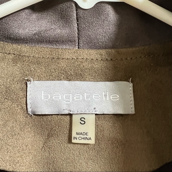 Bagatelle Faux Suede Drape Front Jacket Olive Green - Picture 7 of 7